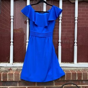 Gianni Bini royal blue dress with ruffle neckline